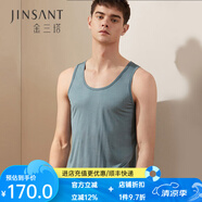 金三塔背心男100%桑蠶絲男士圓領(lǐng)背心1YZM4A501 灰藍5500 L