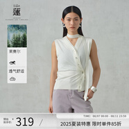阿依蓮【商場(chǎng)同款】洋氣針織開衫夏季薄女2025新款V領(lǐng)高端減齡顯瘦上衣 可可蛋奶 S