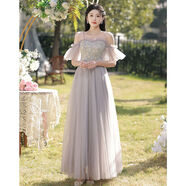 酷章（KUZHANG）酷章伴娘服女2025新款仙氣灰色結(jié)婚小眾姐妹團(tuán)紗裙平時(shí)可穿春夏季 淺灰色A版長款 XS