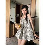VOSACLL實(shí)拍2025夏季吊帶連衣裙女小個(gè)子寬松減齡印花蓬蓬裙子60256 蓬蓬吊帶裙 S