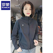 羅蒙（ROMON）2025秋新款洋氣連帽拉鏈短外套女時(shí)尚百搭休閑純色上衣女 深灰色 3XL