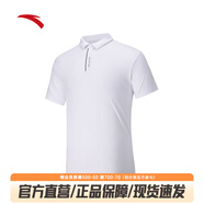 安踏冰絲POLO丨翻領(lǐng)短袖t恤男裝夏季新款休閑透氣上衣152527145N 純凈白-1 L (男175)