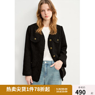 獨束大碼女裝毛流蘇復古小香風(fēng)外套2024秋季新款通勤時(shí)髦氣質(zhì)上衣 靜謐黑（夾絨版） 3XL (尺碼：5)