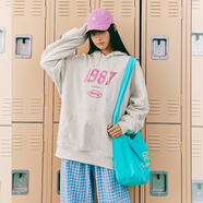 Mmlg純棉連帽衛衣女男2025年秋季新款經(jīng)典1987印花寬松百搭情侶上衣服 淺花灰 S