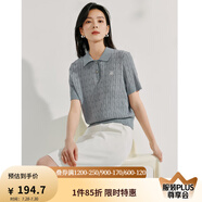 茵曼（INMAN）毛衣女POLO領2025春季套頭針織衫女裝新款通勤長袖毛衣上衣 格調灰-短袖款 W18525304 S