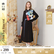 兩三事春季連衣裙女2025新款黑色內(nèi)搭長裙設(shè)計感長袖裙子諸神藝境 黑色 M