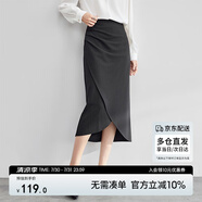 尚都比拉氣質(zhì)設(shè)計感半身裙女裝秋季開衩包臀裙顯瘦中長款裙子女 斑鳩灰 M