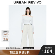 UR【合】秋季新款女裝法式氣質(zhì)一字領(lǐng)修身長袖T恤UWM440015 本白 S