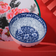 參寶SAMBO中式復(fù)古青花瓷碗釉下彩陶瓷碗飯碗家用湯面碗飯盤高腳面碗 4英寸中式碗【小號(hào)湯碗/單個(gè)裝】