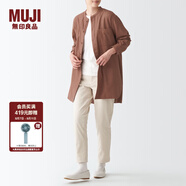 無(wú)印良品（MUJI）  女式 法蘭絨 中長(zhǎng)襯衫  長(zhǎng)袖休閑百搭外套 純棉全棉 BCJ16C1A 磚紅色 S-M 165/88A