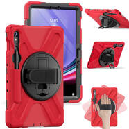 適用于三星平板S9Ultra2023X91014.6寸保護套TabS789X710保護殼帶筆槽防摔手持硅膠旋轉支架無(wú)磁商 手帶款紅色 三星S6T860/T865(10.5英寸)