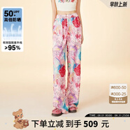 LALABOBO【防曬】水果滿印輕薄闊腿褲女裝寬松顯瘦多巴胺休閑褲RBEB-ZC19 粉色 薄款 S