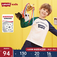 Levi's李維斯兒童裝長(zhǎng)袖T恤秋季新款男童女童上衣寶寶打底衫 糖果白 140 /68 【建議身高128-140cm】