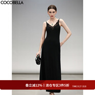 COCOBELLA赫本風(fēng)黑色蕾絲吊帶裙女優(yōu)雅氣質(zhì)疊穿連衣裙FR0057 黑色 S