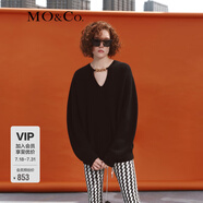 MO&Co.羊毛針織衫紅色毛衣女秋冬寬松鏈條學(xué)院風(fēng)羊毛針織開衫高級感 黑色-第1批 S 160