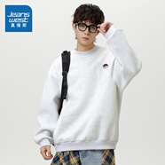 真維斯（Jeanswest）真維斯男裝寬松休閑繡花衛衣 2025秋季新品 時(shí)尚男式套頭上衣D4 淺花灰2080 M 170/88A