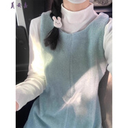 美安嘉海鹽風(fēng)小清新甜美減齡奶呼呼毛呢背心連衣裙女春季氛圍感疊穿套裝 藍(lán)色背心裙【單件】 S 【關(guān)注店鋪+小禮物】