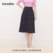 珂萊蒂爾2025夏季新款黑色波點半身裙女高腰中長裙子半裙 黑色 2XL