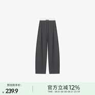 Basic House/百家好高腰時尚休閑寬松純色款長褲女春季新款2025 深灰 S 80-110斤