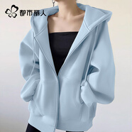都市麗人藏青色衛(wèi)衣外套女春秋2025新款大碼女裝秋裝親膚透氣開衫連帽衣服