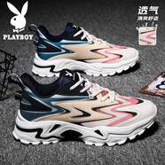 花花公子（PLAYBOY）男鞋子男2025夏季老爹鞋男運(yùn)動(dòng)潮流休閑鞋男士透氣跑步鞋 白彩 42