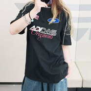 阿迪達(dá)斯 （adidas）三葉草短袖T恤女裝2025夏季新款運動服露肩上衣寬松透氣上衣 KG6678黑色 純棉 XS