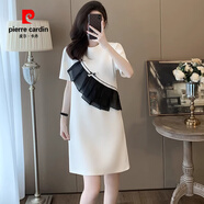 皮爾卡丹（pierre cardin）歐貨漂亮高端氣質(zhì)連衣裙女夏裝新款時(shí)尚洋氣女神范設(shè)計(jì)感短袖裙子 白色 L (建議105-115斤 高品質(zhì))