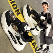 杰米恩（JIEMIEN）男童鞋子春季2026新款兒童運動(dòng)帆布鞋中大童男孩跑步軟底透氣跑鞋 A3318熊貓 36