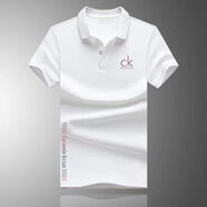 ck2025夏季男士短袖t恤翻領(lǐng)POLO純棉大碼修身半袖體恤男打底衫 翻領(lǐng)短袖 K8072 白色 2XL