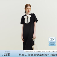 范思藍恩黑色氣質(zhì)顯瘦連衣裙女夏季法式蝴蝶結小黑裙設計感12619 黑色 L