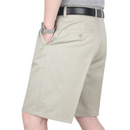 玖牧王九牧王旗下寬松雙褶純棉水洗西裝短褲中老年男士大碼五分褲爸爸夏 米色 36 腰圍2尺9