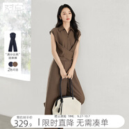 對白設計感交叉綁帶連體褲女2025夏新款時(shí)髦通勤氣質(zhì)連體衣闊腿褲 淺咖色 M