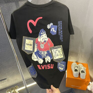 福神2025夏季福家款純原刺繡男女休閑高品質(zhì)半袖T恤衫 #黑色【重磅260G】EV品質(zhì)T恤 2XL  #120-140斤