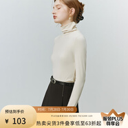 FANSILANEN范思藍(lán)恩22FS4378親膚軟糯半高領(lǐng)修身打底衫女秋冬內(nèi)搭長(zhǎng)袖針織衫 米杏色 高領(lǐng) S