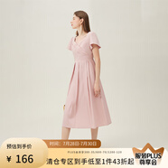 范思藍(lán)恩氣質(zhì)領(lǐng)證連衣裙女夏季2024新款短袖通勤連衣裙24FS12042 粉色 M