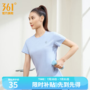 361度短袖男速干t恤新款夏季彈力吸濕排汗運動t恤男圓領(lǐng)跑步健身速干衣 【女款】凝霧藍 L
