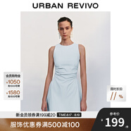 UR2025春季新款女摩登氣質(zhì)褶皺收腰顯瘦無(wú)袖連衣裙UYY750030 淡藍 M
