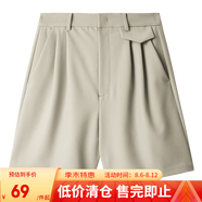 網(wǎng)易嚴選春夏神褲微彈高腰顯瘦西裝褲錐形褲女通勤輕復古時(shí)尚垂感 淺米駝*短褲 S (160/64A)
