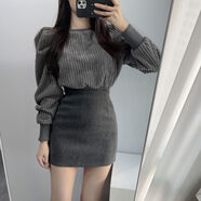黑色毛呢短裙女秋冬半身裙2025韓版緊身彈力高腰包臀裙顯瘦一步裙 深灰色冬款毛呢面料防走光 S