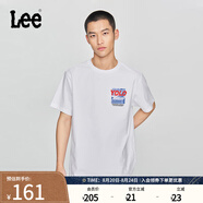 Lee25新品舒適版圓領(lǐng)字母印花圖案男短袖T恤休閑潮流LMT0098094LE 白色 S