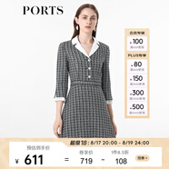 PORTS寶姿女裝 秋冬新品收腰氣質(zhì)連衣裙ALL9D016JFE033 黑色格子 XL (10)