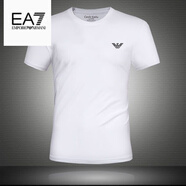 EMPORIO ARMANI EA7阿瑪尼夏季男士純棉薄款短袖T恤男圓領(lǐng)大碼透氣休閑體恤男 A1901白色 2XL 建議【165-180】斤
