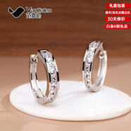 范嘉倫（VanCalen）耳環(huán)女輕奢高級感耳飾超閃鋯石耳圈送女友七夕情人節(jié)禮物 大版銀色【925銀內徑14mm】