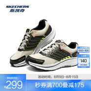 斯凱奇（Skechers）暮光鞋丨2025新品運(yùn)動(dòng)跑鞋男女款高回彈輕質(zhì)吸震綁帶休閑鞋 男款-沙色/SND 41