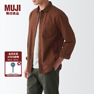 無印良品（MUJI） 男式 法蘭絨 襯衫 男士長袖襯衣外套 休閑純棉全棉 ACA77C1A 磚紅色 XL (180/104A)
