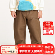 迷你巴拉【軟牛仔】男童女童長(zhǎng)褲寶寶時(shí)尚錐形褲兒童休閑褲 胡桃棕51018 100 cm