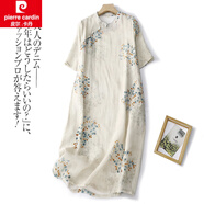皮爾卡丹（pierre cardin）女裝苧麻中式旗袍改良女盤扣文藝氣質(zhì)立領(lǐng)棉麻裙子連衣裙春夏新款 圖片色 XL （建議120-140斤）