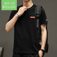 A21以純旗營(yíng)店2025刺繡純棉短袖圓領(lǐng)男士T恤潮流時(shí)尚新款潮牌 短袖刺繡黑色 2XL