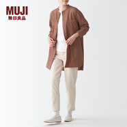無印良品（MUJI）  女式 法蘭絨 中長襯衫  長袖休閑百搭外套 純棉全棉 BCJ16C1A 磚紅色 S-M 165/88A