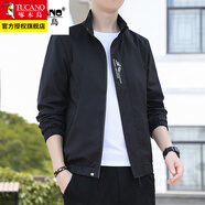 啄木鳥立領(lǐng)夾克男外套春秋款青年韓版男士寬松休閑夏季衣服男裝 20308/9980黑色 2XL